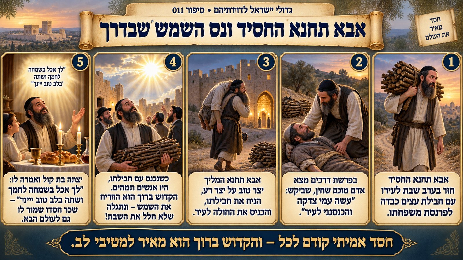 תמונת סיכום — אבא תחנא החסיד: אבא תחנא החסיד ונס השמש שבדרך